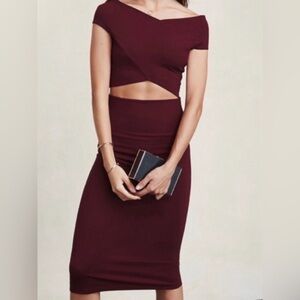 Reformation Burgundy Stretch Skirt